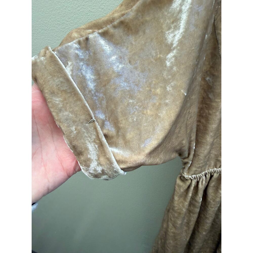 Entro Velvet Babydoll Dress Beige Taupe Flowy | Size M - Picture 4 of 5